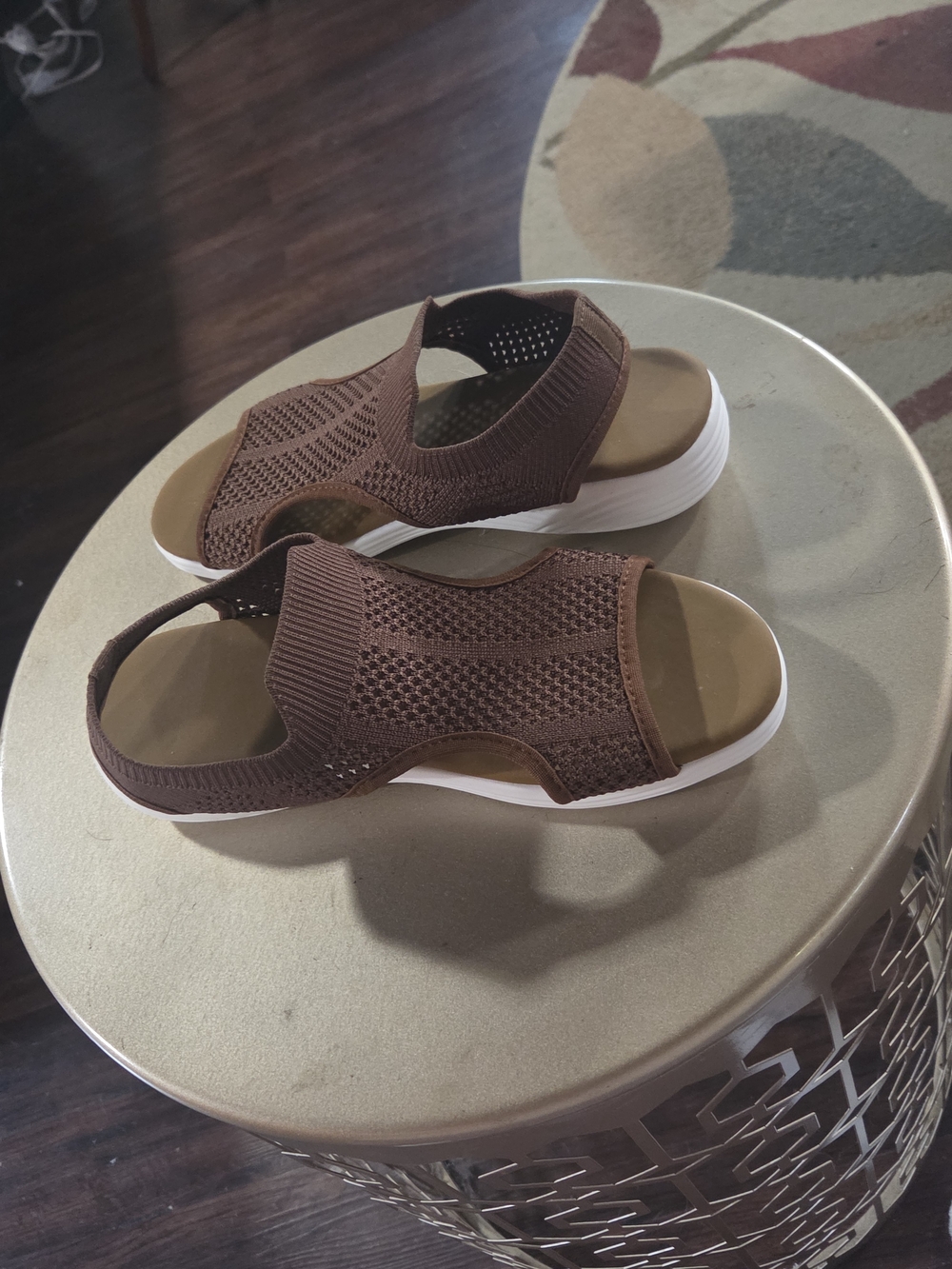 Women’s Brown Knit Slingback Sandals - Comfort Slip-On